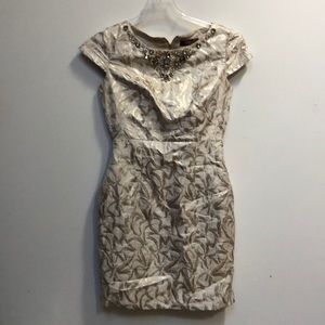 Cream and metallic cocktail dress